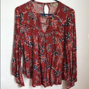 Red-Orange Flowy Cut out Top